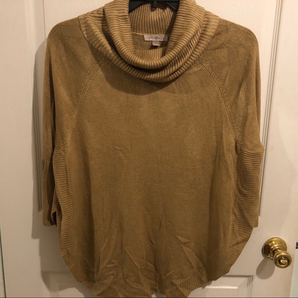 Roz & Ali Cowl neck knit Poncho Sweater Sz Small